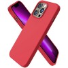 Husa iPhone 13 Pro Max, Silicon Catifelat cu Interior Microfibra, Rosu